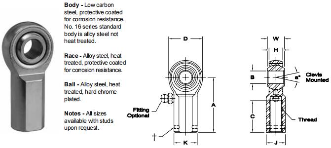 AURORAKG-3關節(jié)軸承圖紙