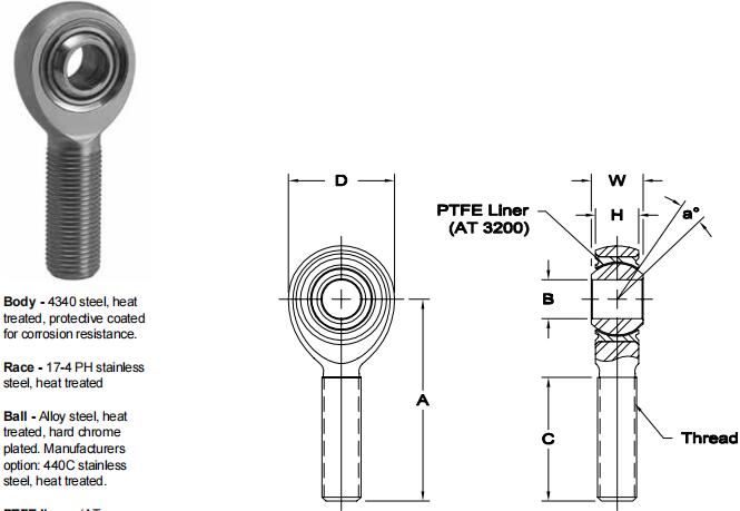 AURORAPRXB-8T關(guān)節(jié)軸承圖紙